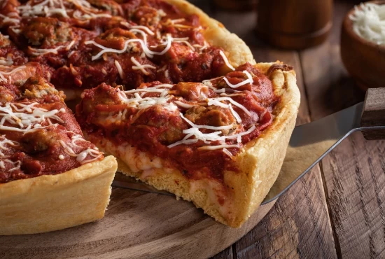 Deep dish pizzas in Chicago